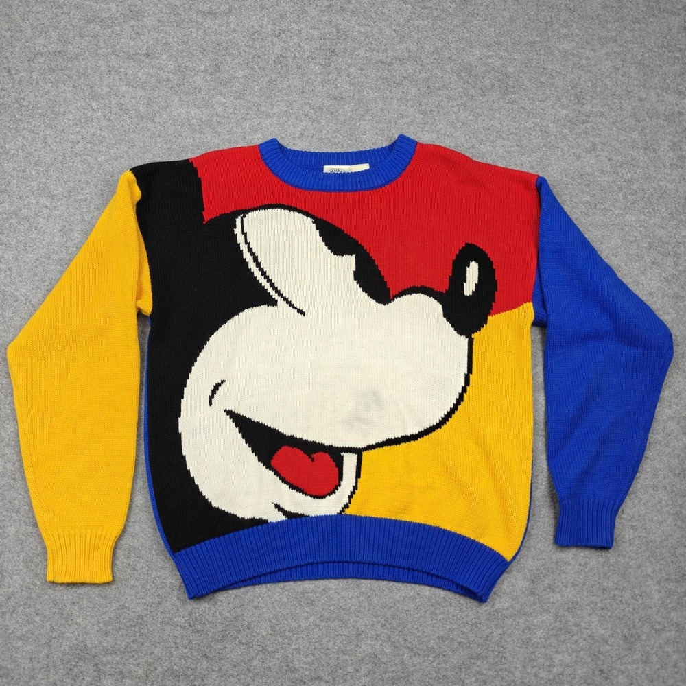 Vintage Mickey & Co Sweater Mens Large Multicolor Mickey Mouse Knit Pullover 90s